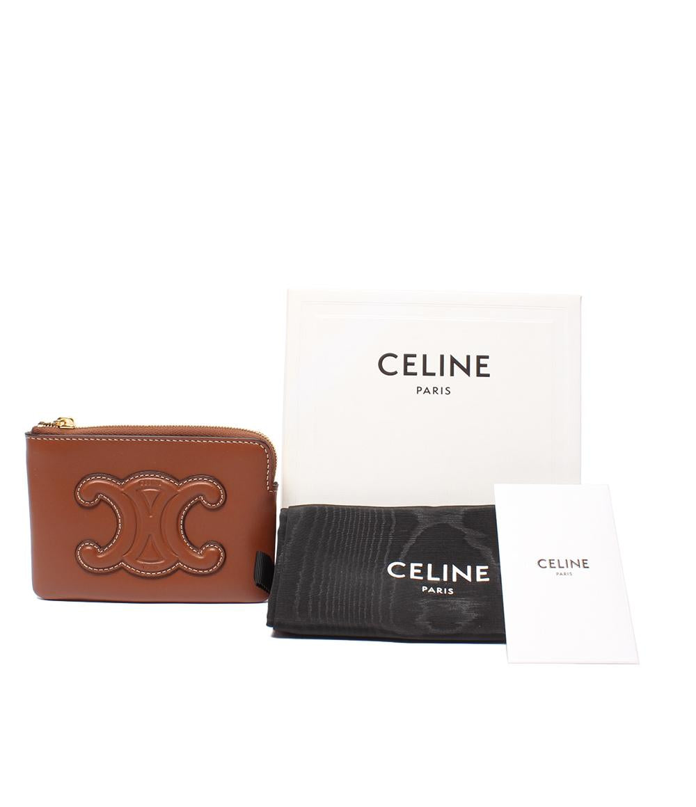 美品 CELINE コインケース カードポーチ チェーンフック付き キュイル トリオンフ 10C663DR8.04LU レディース メンズ セリーヌ