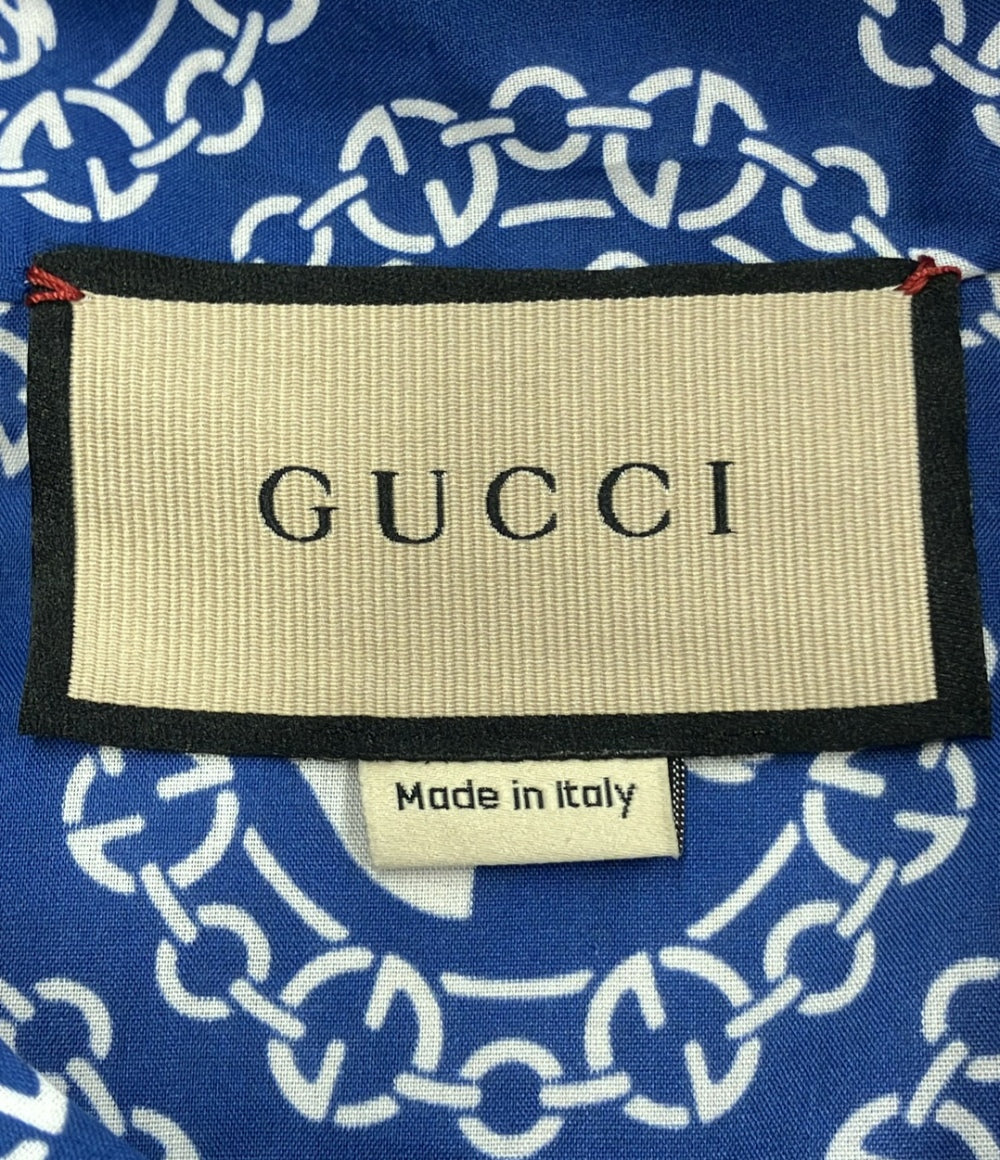 美品 グッチ 半袖リボンブラウス 乗馬プリントシャツ レディース SIZE 38 (S) GUCCI