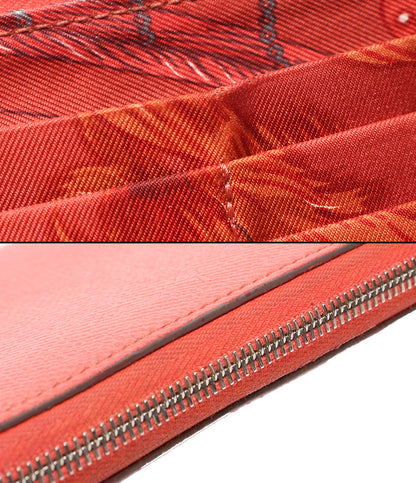 HERMES ラウンドファスナー長財布 T刻印 シルバー金具 アザップロング シルクイン レディース エルメス