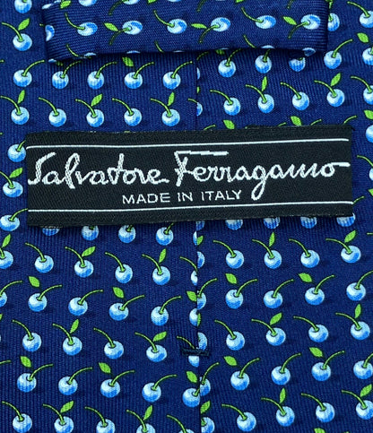 美品 Salvatore Ferragamo ネクタイ シルク100% りんご柄 メンズ サルヴァトーレフェラガモ