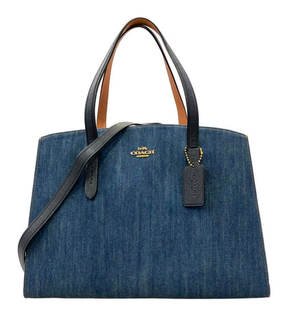 美品 COACH 2WAY ハンドバッグ トートバッグ ショルダーバッグ 斜め掛け デニム チャーリー 67334 レディース コーチ