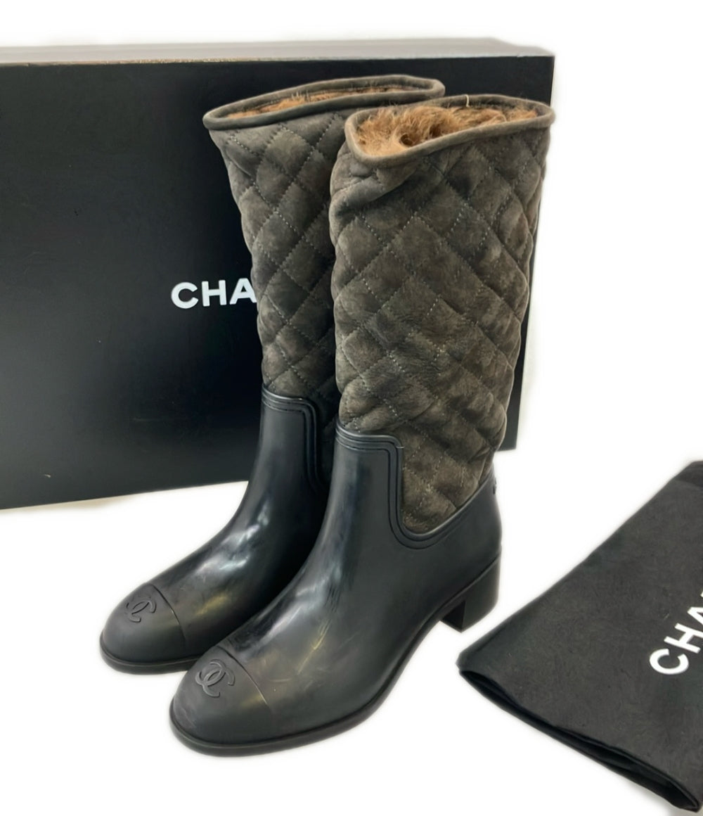 CHANEL ロングレインブーツ キルティング ココマーク レディース SIZE 37 シャネル