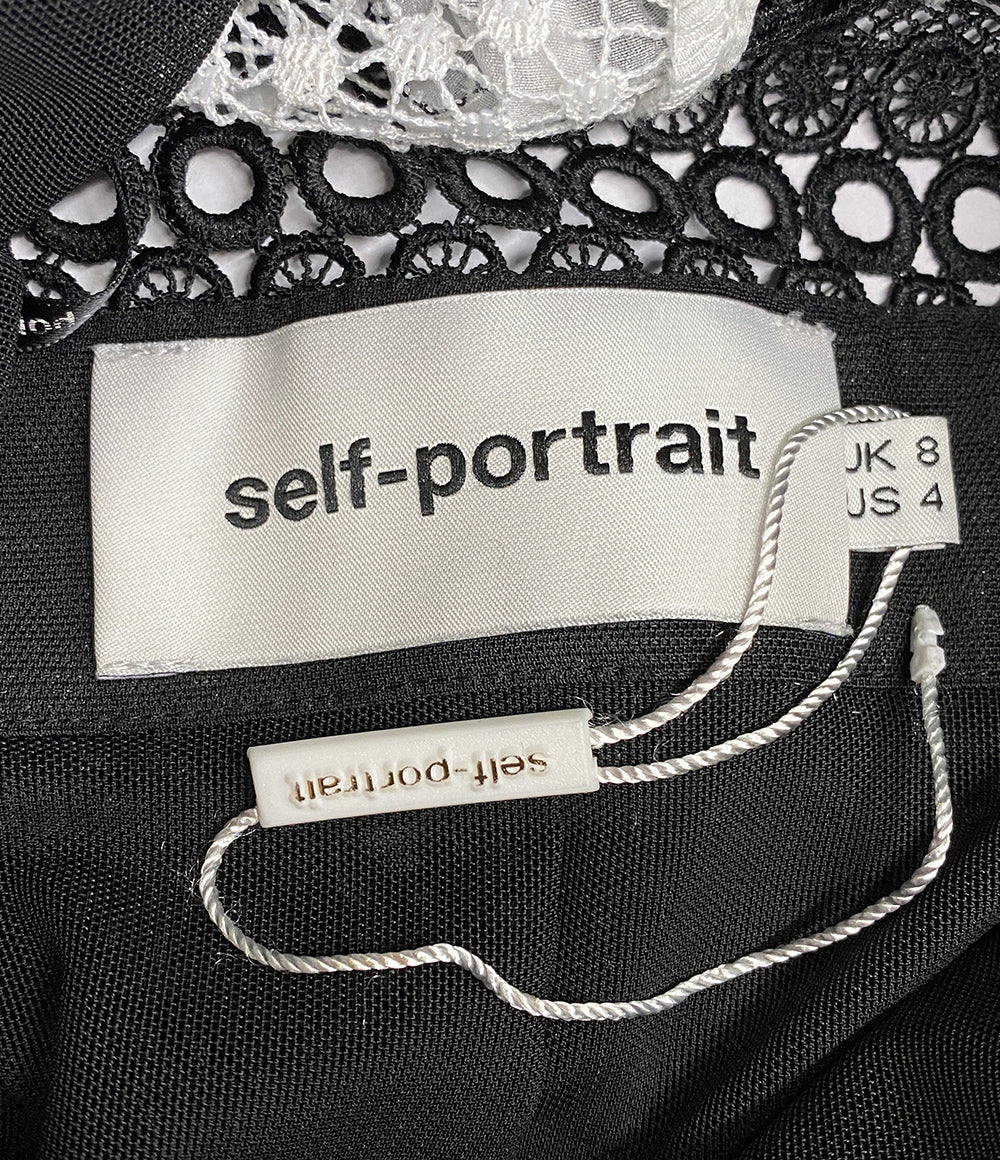 Self-portrait セルフポートレイト ノースリーブワンピース ブラック ホワイト レース レディース SIZE UK8