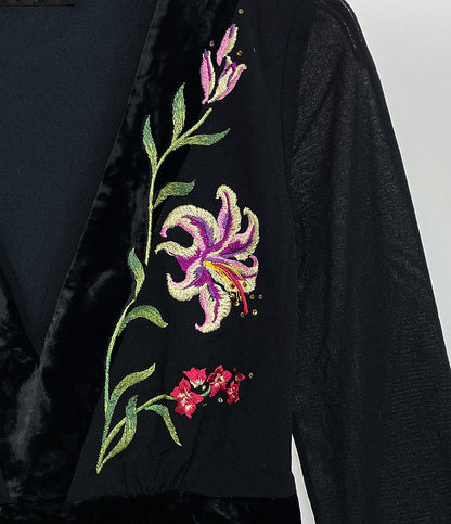 VIVIENNE TAM 長袖ブラウス ベロア 切替 Vネック 刺繍 レディース SIZE - ヴィヴィアンタム