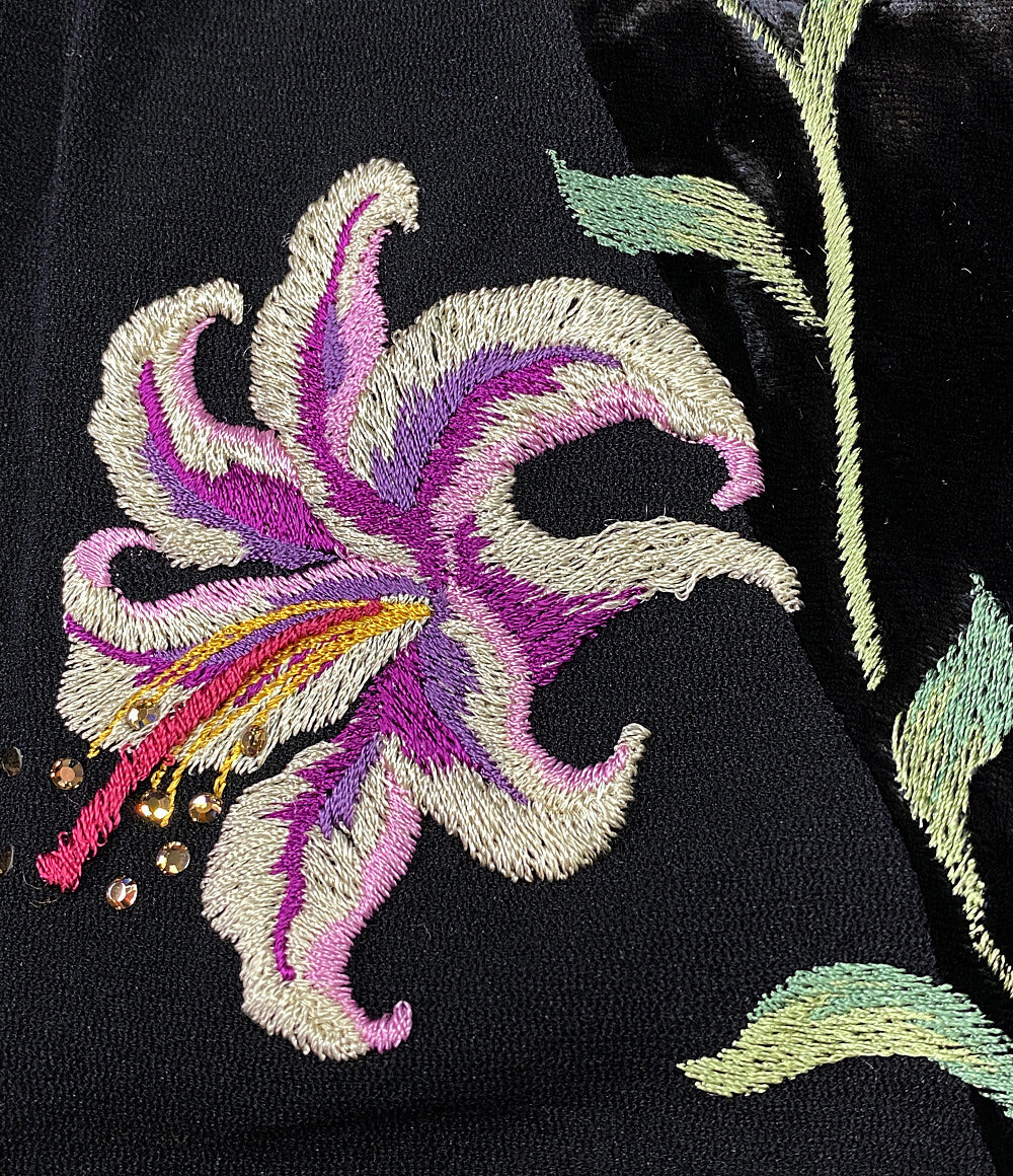 VIVIENNE TAM 長袖ブラウス ベロア 切替 Vネック 刺繍 レディース SIZE - ヴィヴィアンタム