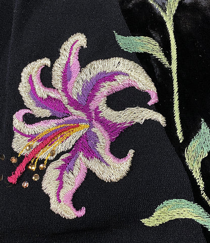VIVIENNE TAM 長袖ブラウス ベロア 切替 Vネック 刺繍 レディース SIZE - ヴィヴィアンタム