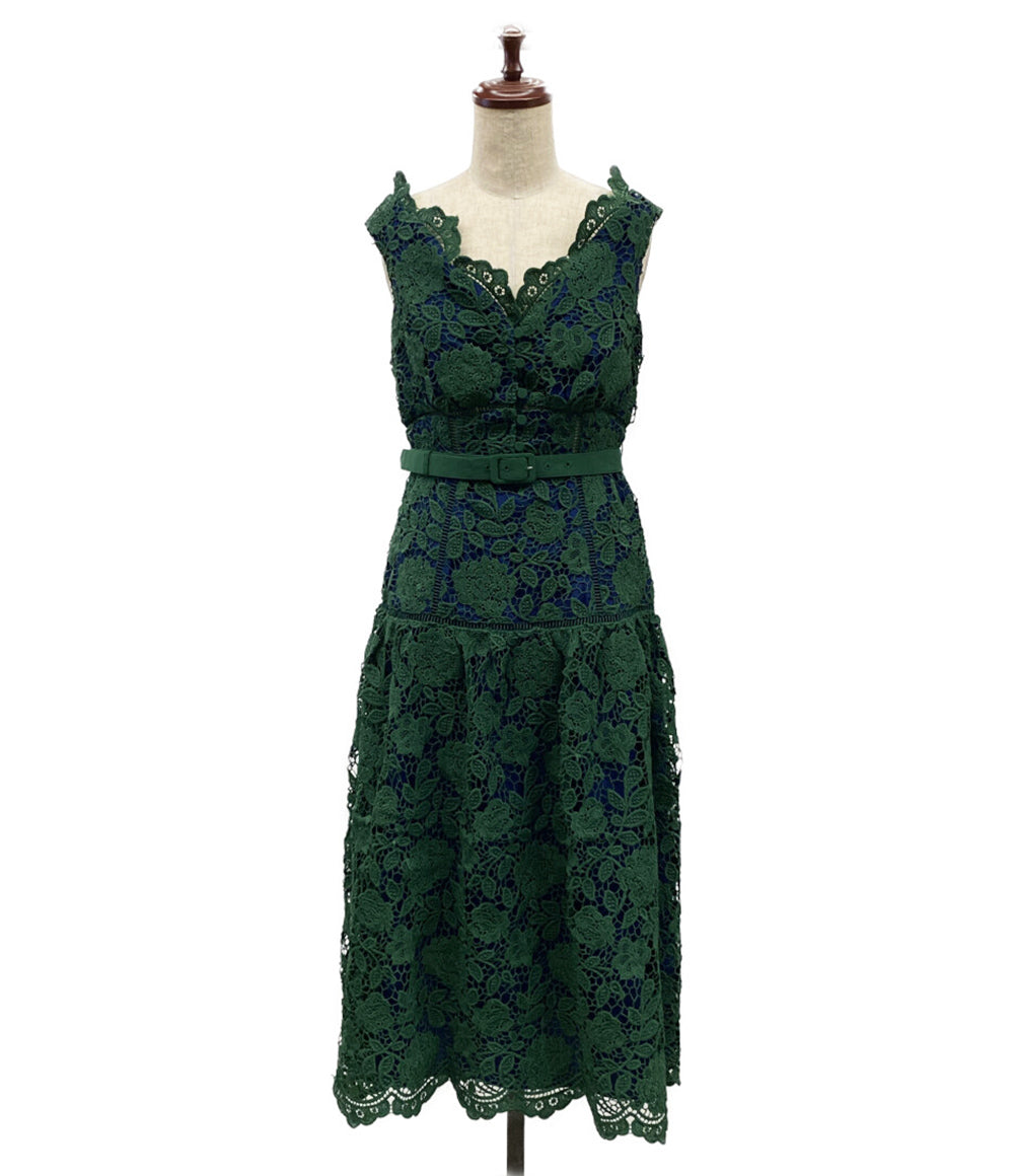 self-portrait ノースリーブワンピース RS-20-074 グリーン レース レディース SIZE UK10 セルフ ポートレイト
