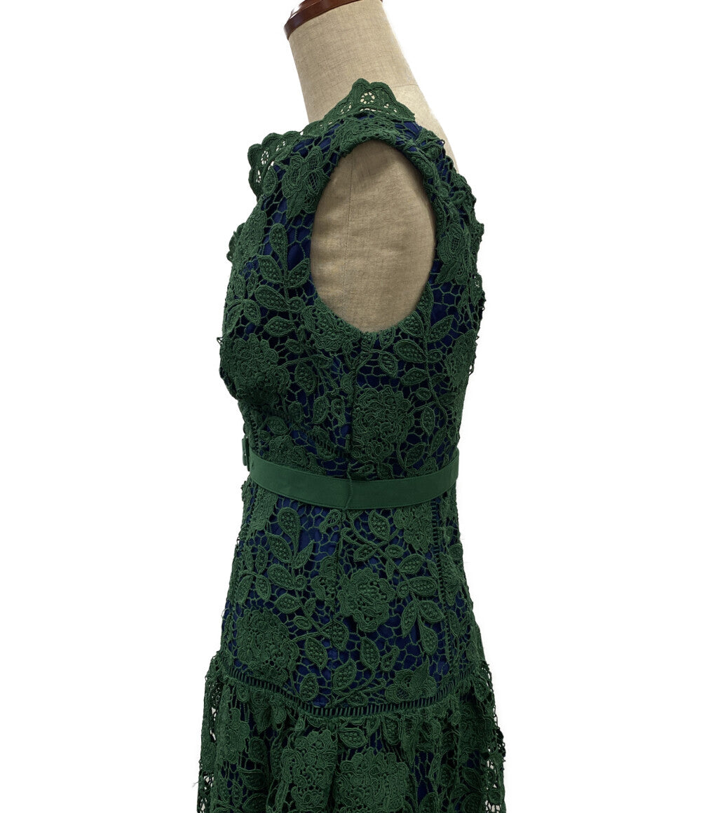 self-portrait ノースリーブワンピース RS-20-074 グリーン レース レディース SIZE UK10 セルフ ポートレイト