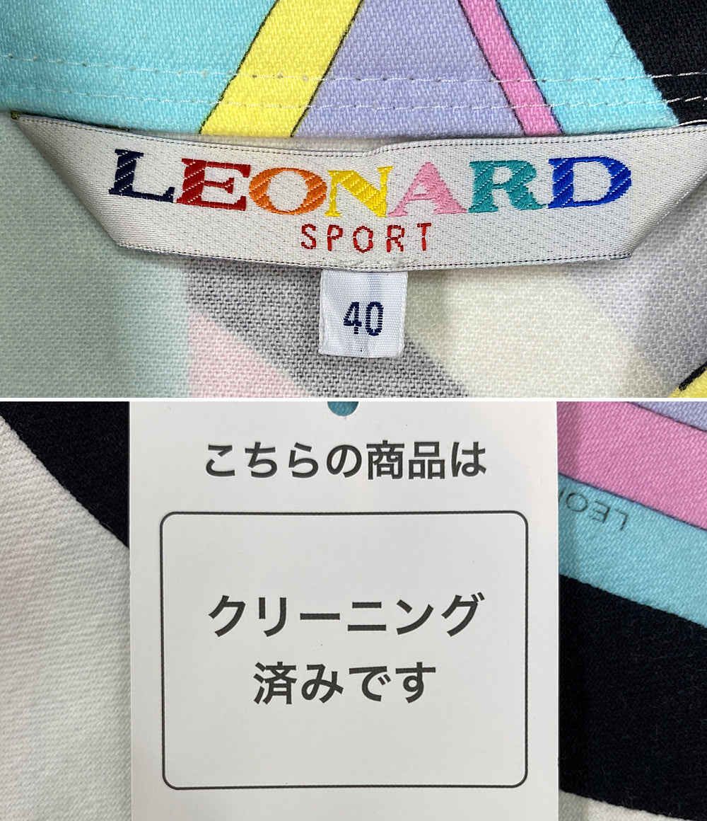 LEONARD ジャケット 総柄 腰ベルト レディース SIZE 40 レオナール