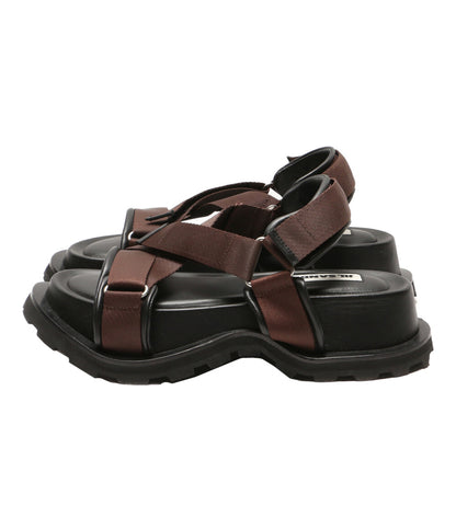 JIL SANDER サンダル プラットフォームサンダル ブラック ブラウンストラップ レディース SIZE 35 ジルサンダー