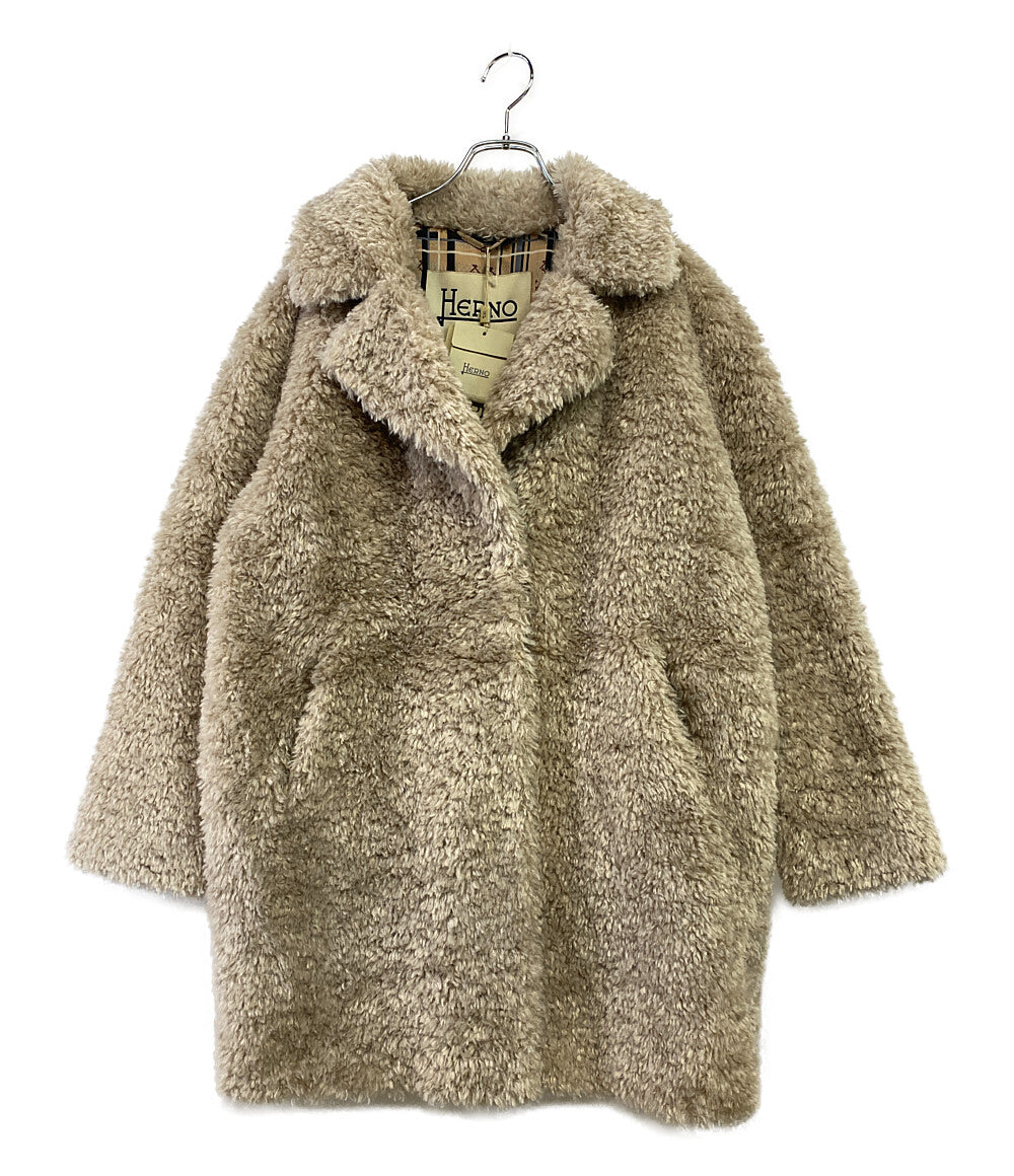 ヘルノ 美品 ファーコート カーリー レディース SIZE 44 HERNO