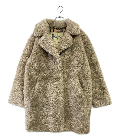 ヘルノ 美品 ファーコート カーリー レディース SIZE 44 HERNO