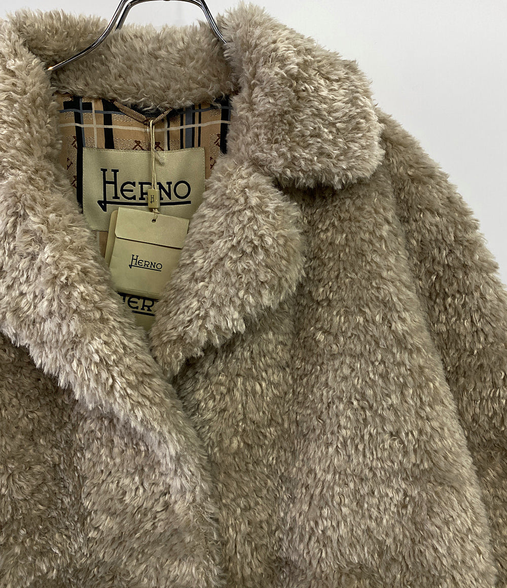 ヘルノ 美品 ファーコート カーリー レディース SIZE 44 HERNO
