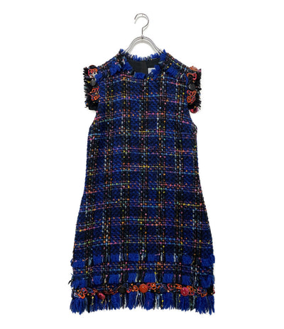 MSGM ノースリーブワンピース ツイード ドリンクキャップ レディース SIZE 44 エムエスジーエム