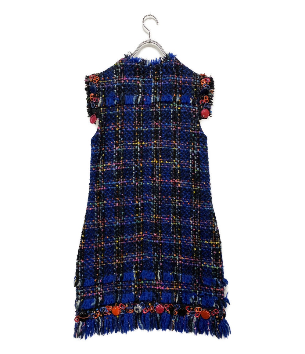 MSGM ノースリーブワンピース ツイード ドリンクキャップ レディース SIZE 44 エムエスジーエム