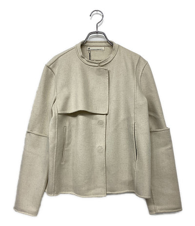 LIVIANA CONTI ノーカラージャケット ホワイト ウール レディース SIZE 40 リビアナコンティ