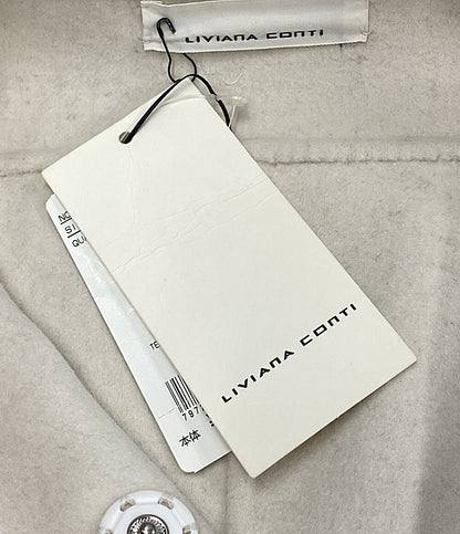 LIVIANA CONTI ノーカラージャケット ホワイト ウール レディース SIZE 40 リビアナコンティ