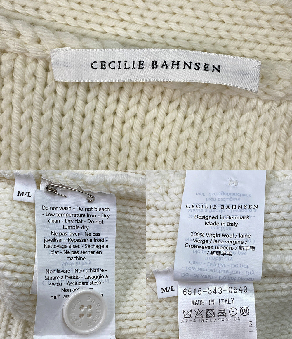 セシリー バンセン 長袖カーディガン ホワイト レディース SIZE M/L CECILIE BAHNSEN