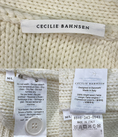 セシリー バンセン 長袖カーディガン ホワイト レディース SIZE M/L CECILIE BAHNSEN