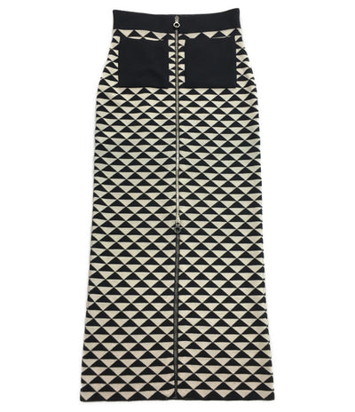 ジョンスメドレー スカート フロントジップ 総柄 ホワイト ブラック レディース SIZE S John Smedley