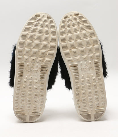 ヴァレンチノ  ミンクファー ロックスタッズ レザースニーカー      レディース SIZE 36  VALENTINO