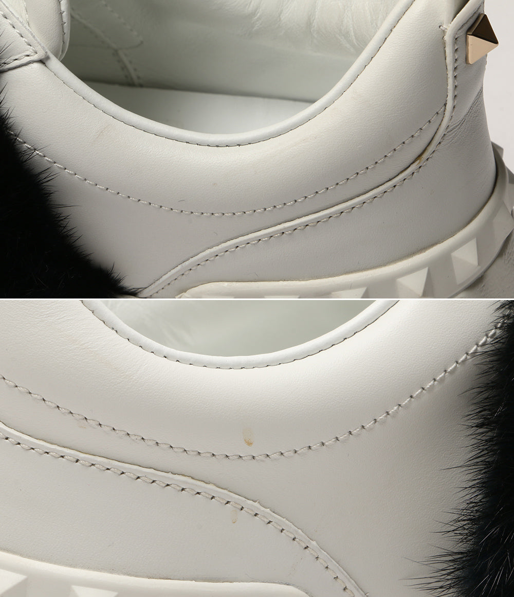 ヴァレンチノ  ミンクファー ロックスタッズ レザースニーカー      レディース SIZE 36  VALENTINO
