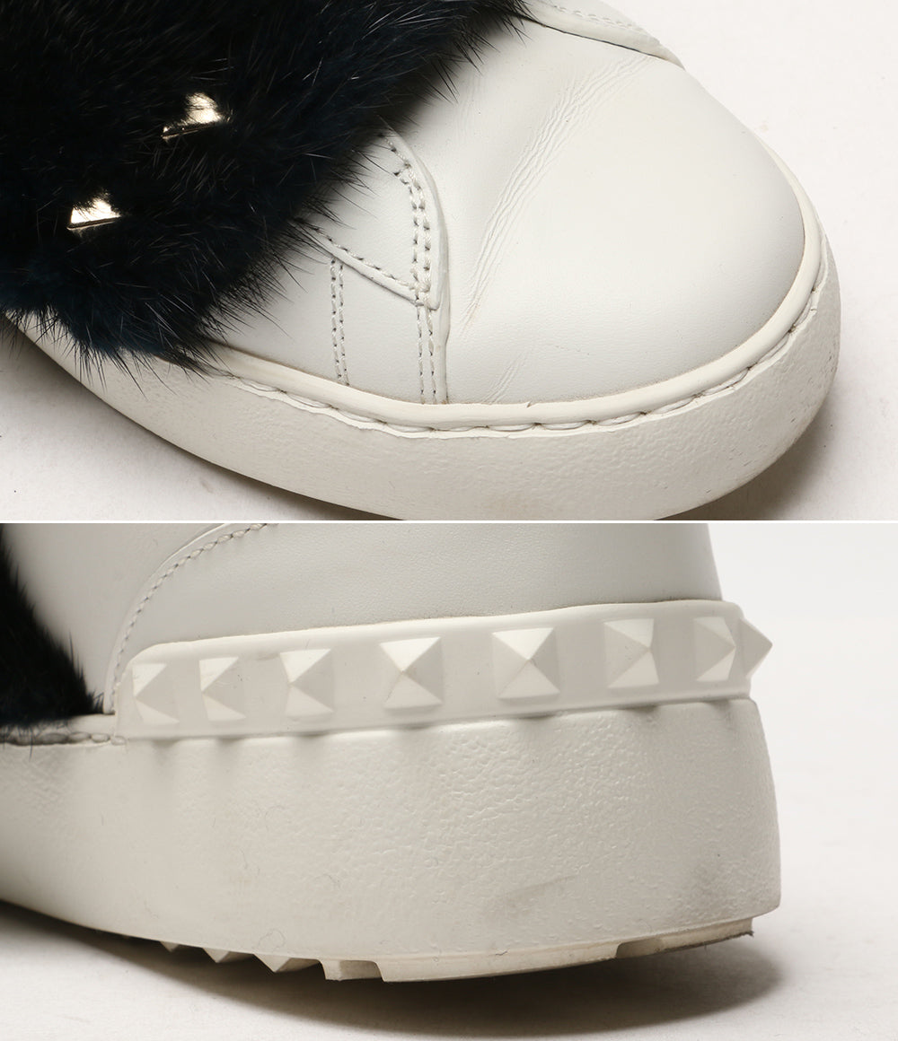 ヴァレンチノ  ミンクファー ロックスタッズ レザースニーカー      レディース SIZE 36  VALENTINO