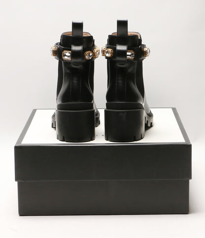 グッチ サイドゴアブーツ クリスタルベルト付 レザー 550036 レディース SIZE 36 GUCCI