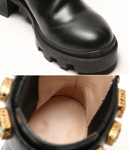 グッチ サイドゴアブーツ クリスタルベルト付 レザー 550036 レディース SIZE 36 GUCCI