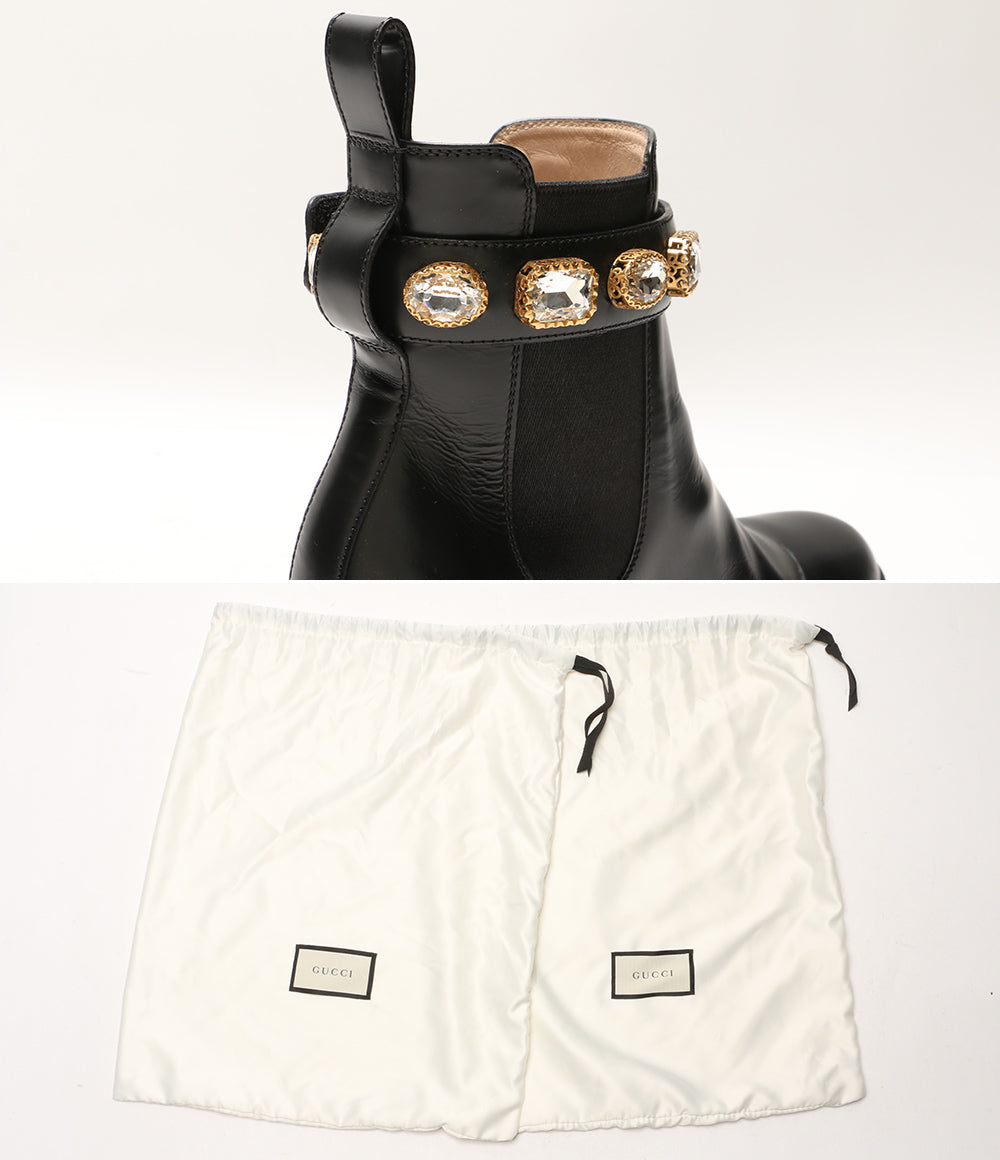 グッチ サイドゴアブーツ クリスタルベルト付 レザー 550036 レディース SIZE 36 GUCCI
