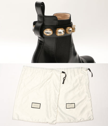 グッチ サイドゴアブーツ クリスタルベルト付 レザー 550036 レディース SIZE 36 GUCCI