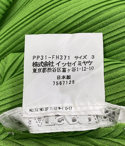 プリーツプリーズ 美品 半袖ワンピース グリーン PP31-FH371 レディース SIZE 3 PLEATS PLEASE