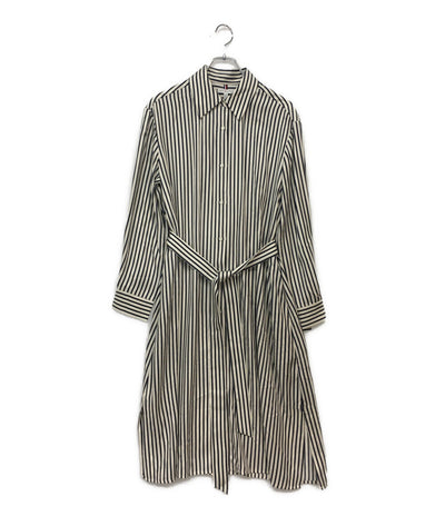 トミーヒルフィガー 美品 長袖シャツワンピース ビスコースツイル ストライプ レディース SIZE 36 TOMMY HILFIGER
