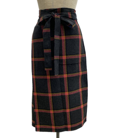 Drawer リバーシブルラップスカート チェック 6524-299-1228 レディース SIZE 36 ドゥロワー