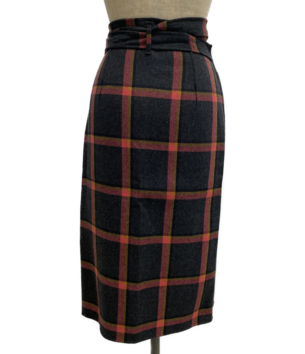 Drawer リバーシブルラップスカート チェック 6524-299-1228 レディース SIZE 36 ドゥロワー
