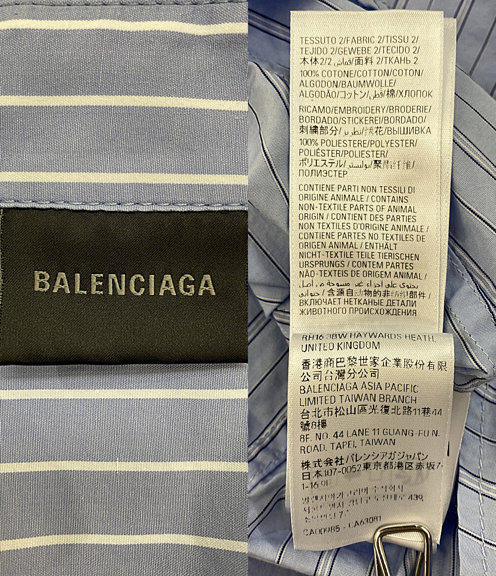 BALENCIAGA 長袖シャツ ドッキングストライプ レディース SIZE 36 バレンシアガ