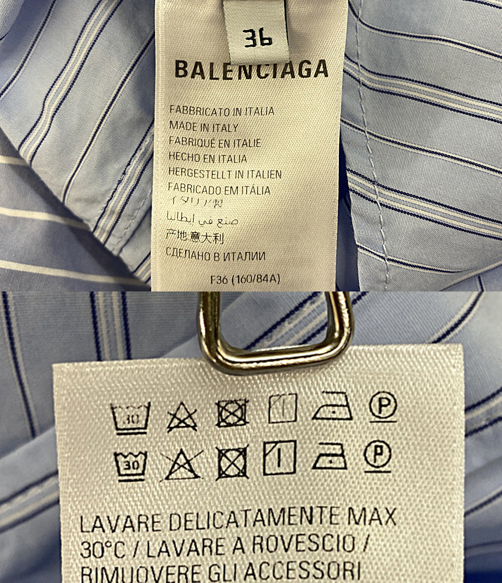 BALENCIAGA 長袖シャツ ドッキングストライプ レディース SIZE 36 バレンシアガ