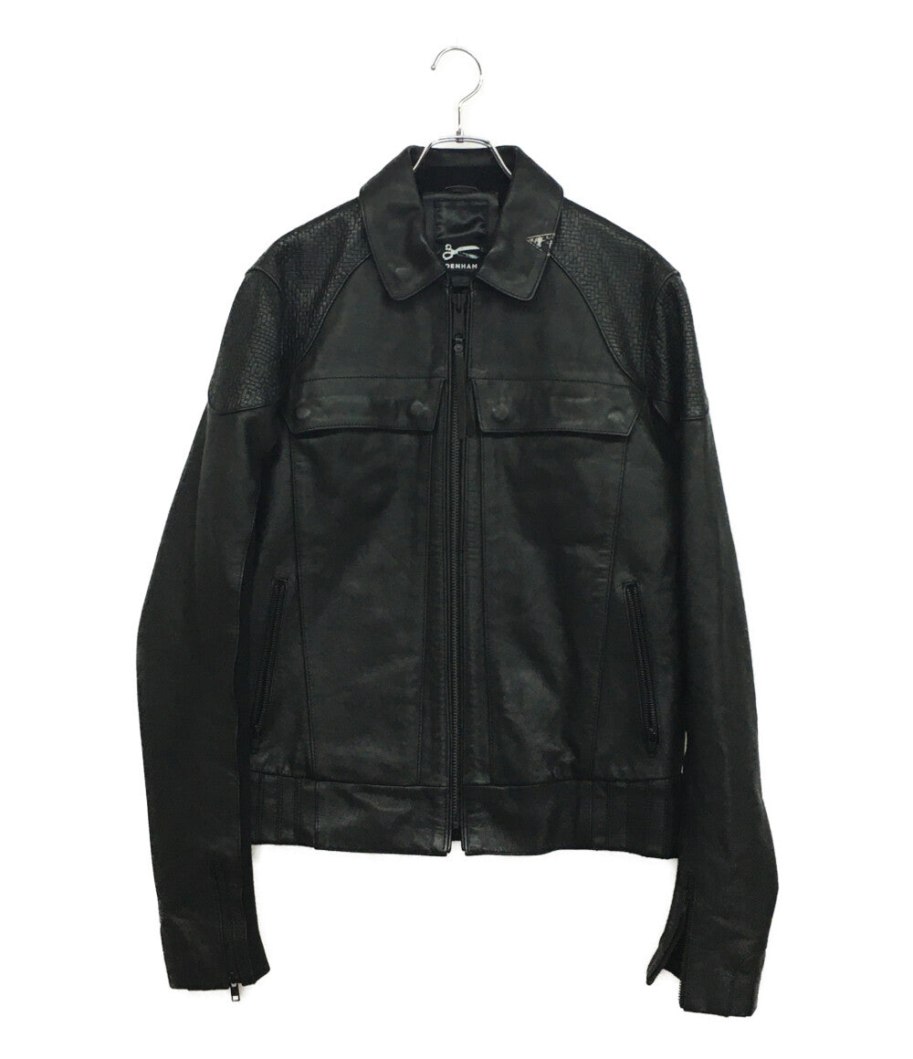 DENHAM ライダースジャケット レザーリブ 牛革 01-13-06-25-001 メンズ SIZE M デンハム