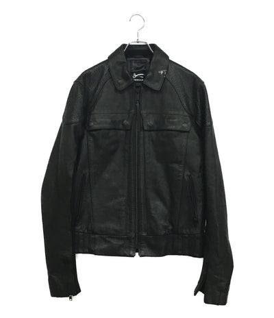 DENHAM ライダースジャケット レザーリブ 牛革 01-13-06-25-001 メンズ SIZE M デンハム