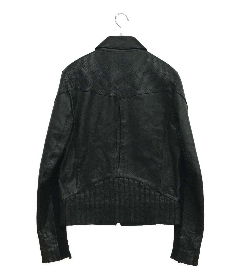DENHAM ライダースジャケット レザーリブ 牛革 01-13-06-25-001 メンズ SIZE M デンハム