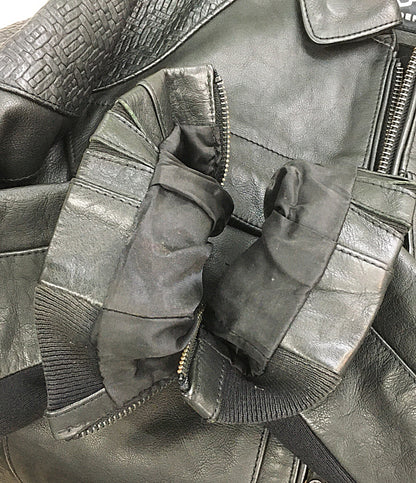 DENHAM ライダースジャケット レザーリブ 牛革 01-13-06-25-001 メンズ SIZE M デンハム