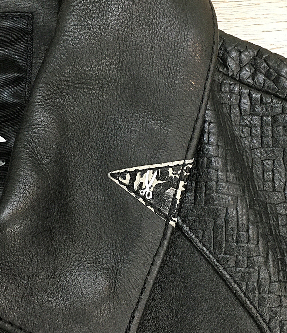 DENHAM ライダースジャケット レザーリブ 牛革 01-13-06-25-001 メンズ SIZE M デンハム
