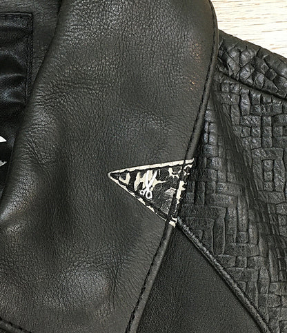 DENHAM ライダースジャケット レザーリブ 牛革 01-13-06-25-001 メンズ SIZE M デンハム