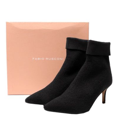 FABIO RUSCONI ソックスブーツ ブラック ポインテッドトゥ ピンヒール レディース SIZE 39 ファビオルスコーニ