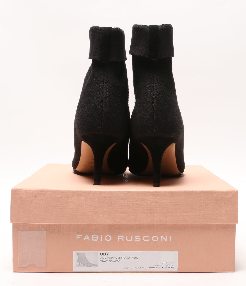 FABIO RUSCONI ソックスブーツ ブラック ポインテッドトゥ ピンヒール レディース SIZE 39 ファビオルスコーニ