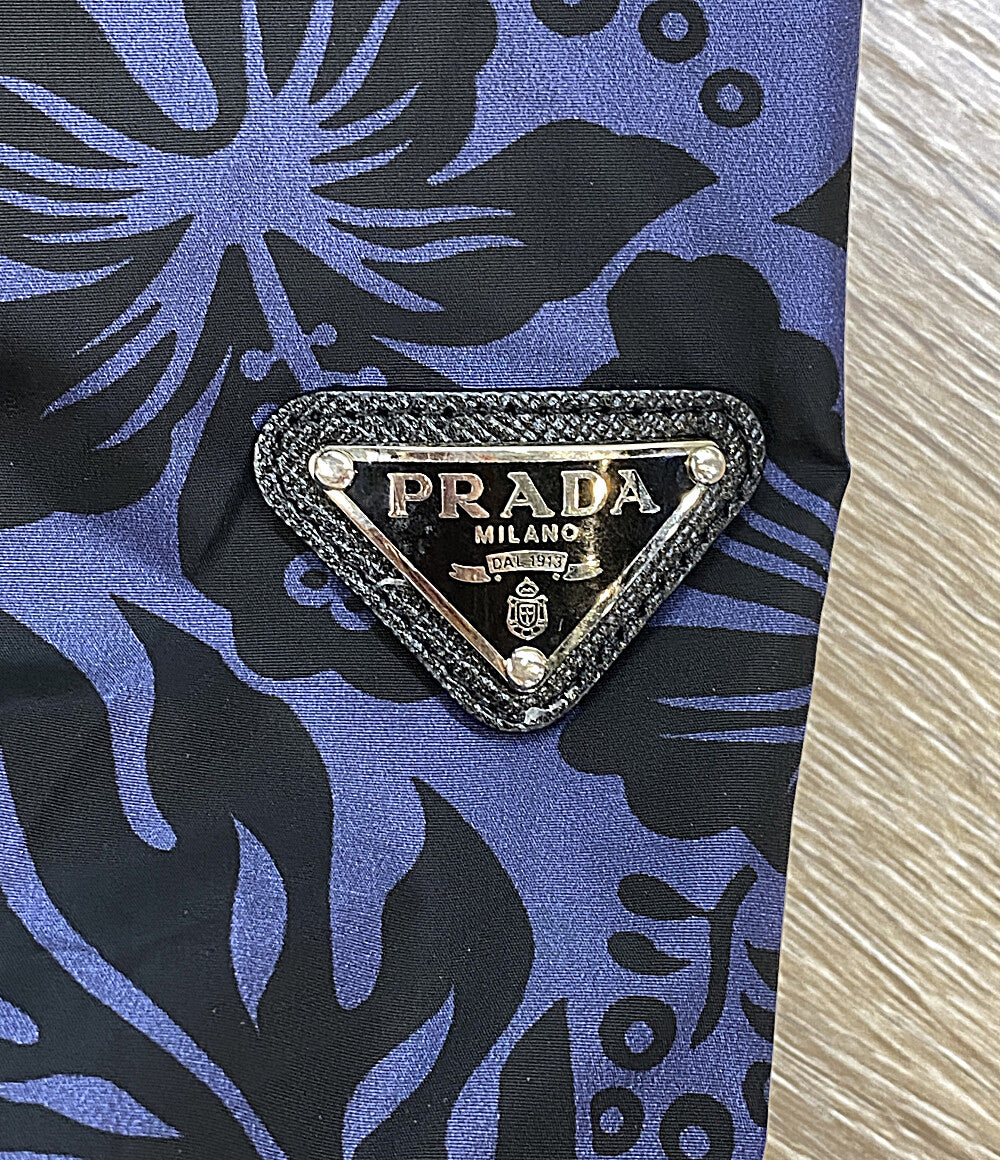 プラダ 美品 ナイロンジャケット ネイビー ハイビスカス柄 レディース SIZE 42 PRADA