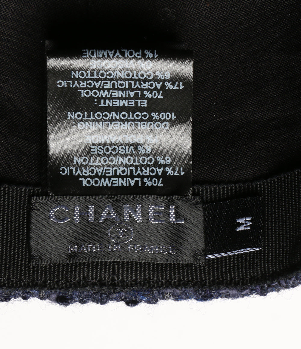 CHANEL キャップ ネイビー ツイード ココマーク 22AW レディース SIZE M シャネル