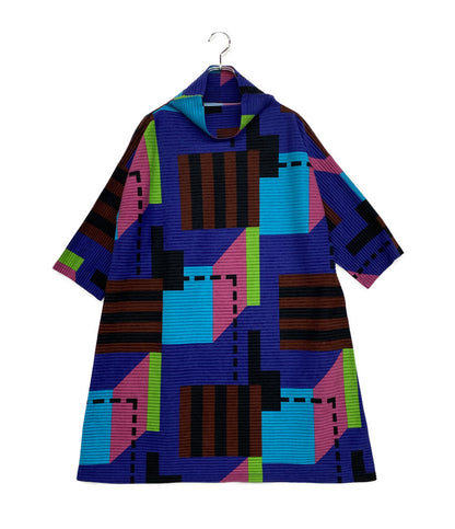 ミーイッセイミヤケ ワンピース ハイネック マルチカラー レディース SIZE - ISSEY MIYAKE me