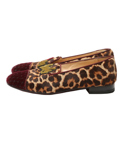 Christian Louboutin ローファー オペラシューズ ハラコ Drawer別注 レオパード柄 レディース SIZE 37 クリスチャンルブタン