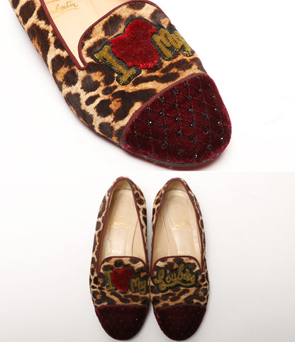 Christian Louboutin ローファー オペラシューズ ハラコ Drawer別注 レオパード柄 レディース SIZE 37 クリスチャンルブタン